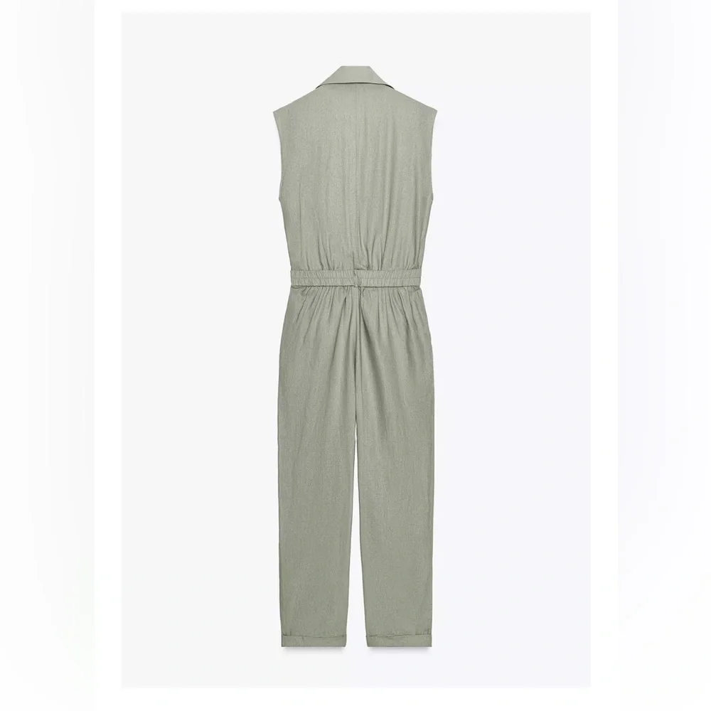Zara NWT linen belted long jumpsuit 8166/709